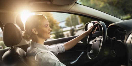 Businesswoman driving car